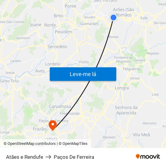 Atães e Rendufe to Paços De Ferreira map
