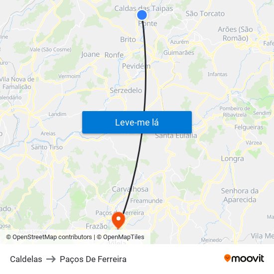 Caldelas to Paços De Ferreira map