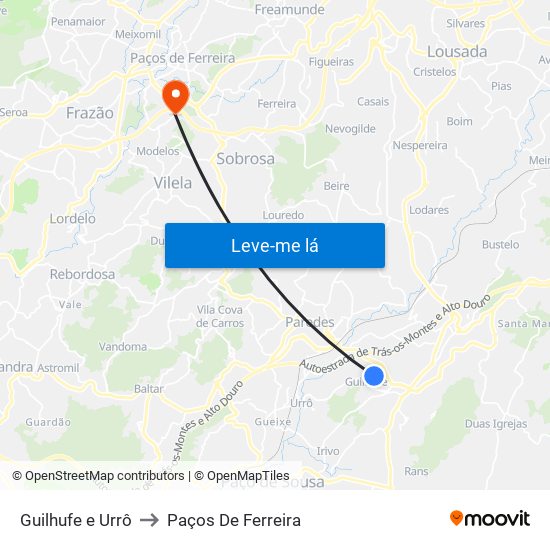 Guilhufe e Urrô to Paços De Ferreira map