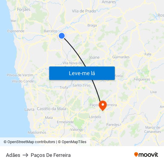 Adães to Paços De Ferreira map
