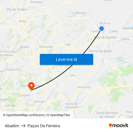 Abadim to Paços De Ferreira map