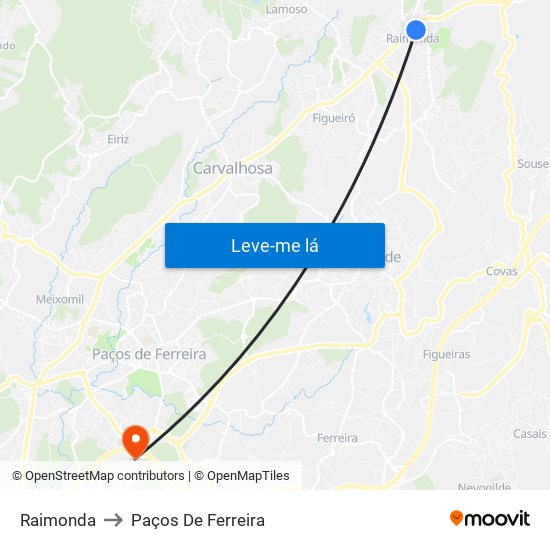 Raimonda to Paços De Ferreira map