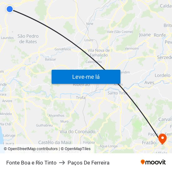 Fonte Boa e Rio Tinto to Paços De Ferreira map