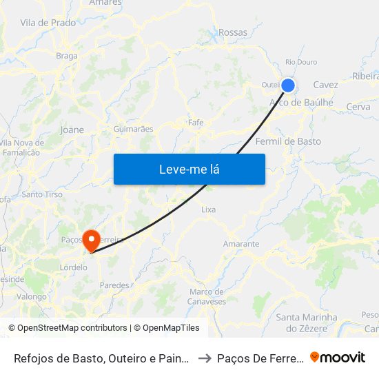 Refojos de Basto, Outeiro e Painzela to Paços De Ferreira map