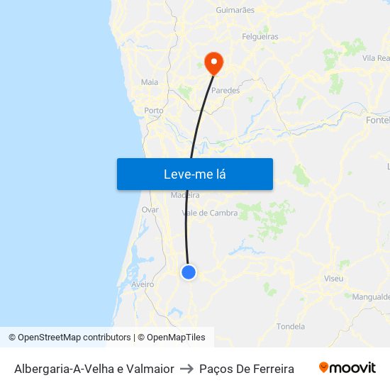 Albergaria-A-Velha e Valmaior to Paços De Ferreira map