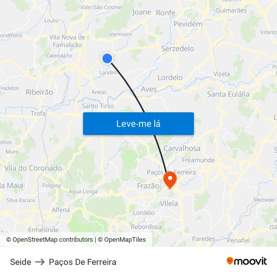 Seide to Paços De Ferreira map