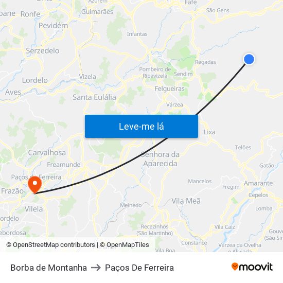 Borba de Montanha to Paços De Ferreira map