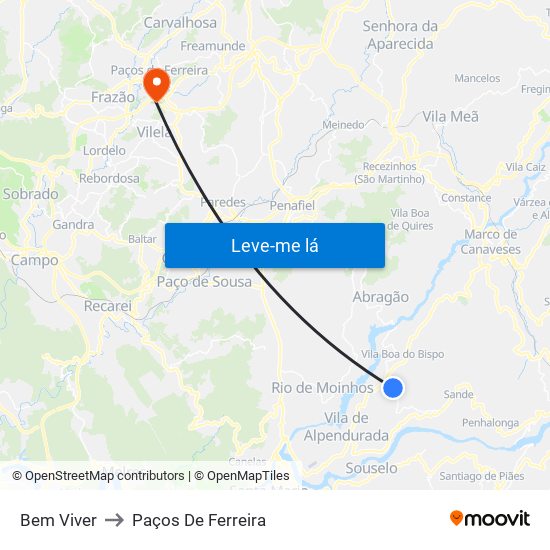 Bem Viver to Paços De Ferreira map