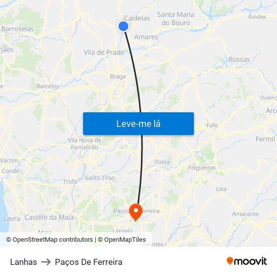 Lanhas to Paços De Ferreira map