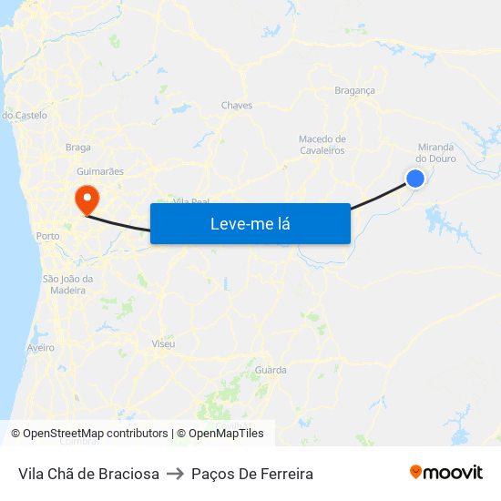 Vila Chã de Braciosa to Paços De Ferreira map
