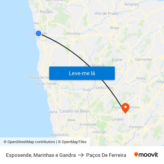 Esposende, Marinhas e Gandra to Paços De Ferreira map