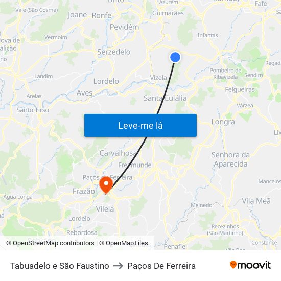 Tabuadelo e São Faustino to Paços De Ferreira map