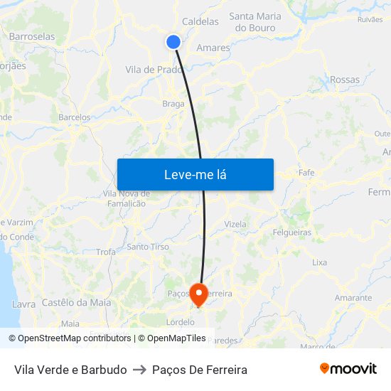 Vila Verde e Barbudo to Paços De Ferreira map