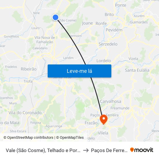 Vale (São Cosme), Telhado e Portela to Paços De Ferreira map