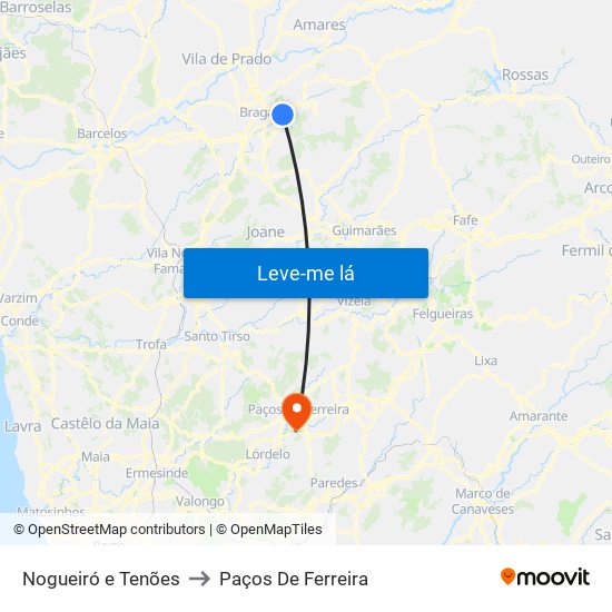 Nogueiró e Tenões to Paços De Ferreira map