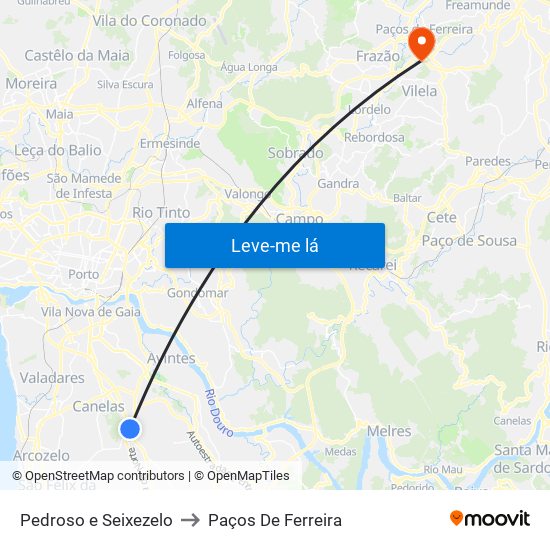 Pedroso e Seixezelo to Paços De Ferreira map