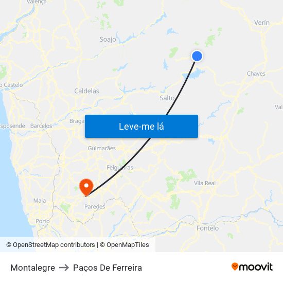 Montalegre to Paços De Ferreira map