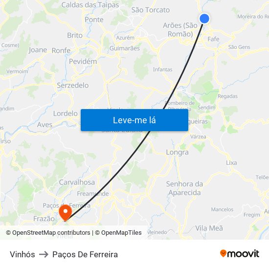 Vinhós to Paços De Ferreira map
