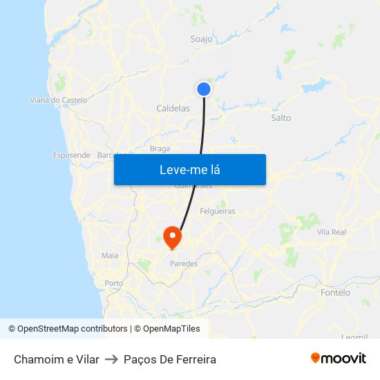 Chamoim e Vilar to Paços De Ferreira map