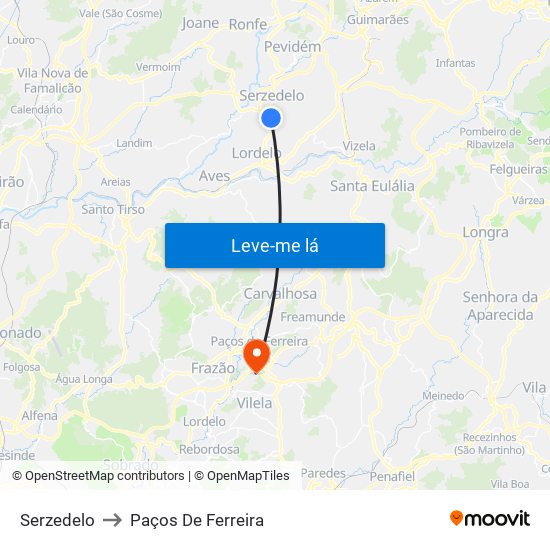 Serzedelo to Paços De Ferreira map