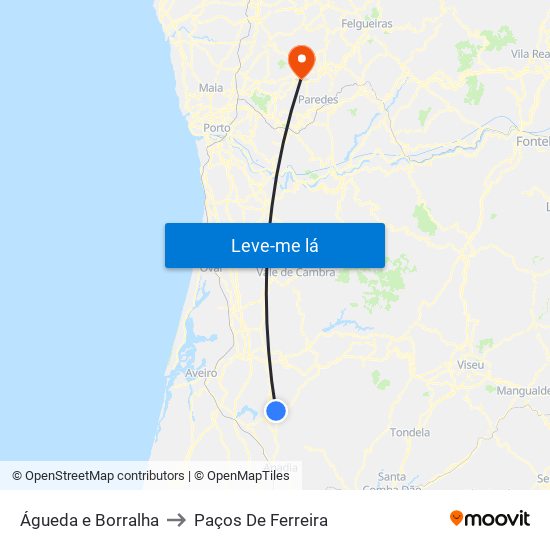 Águeda e Borralha to Paços De Ferreira map