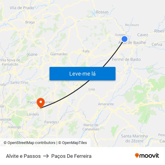 Alvite e Passos to Paços De Ferreira map