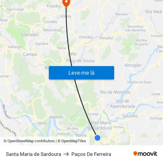 Santa Maria de Sardoura to Paços De Ferreira map