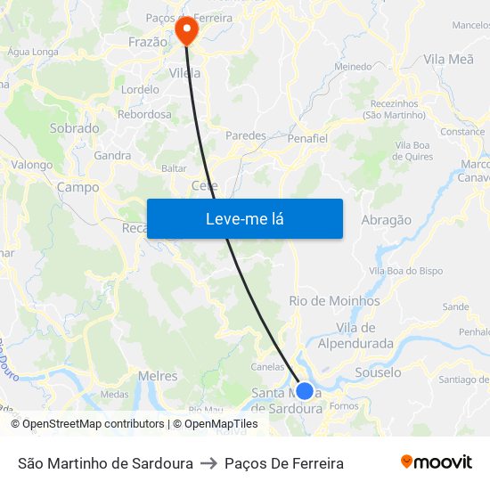 São Martinho de Sardoura to Paços De Ferreira map