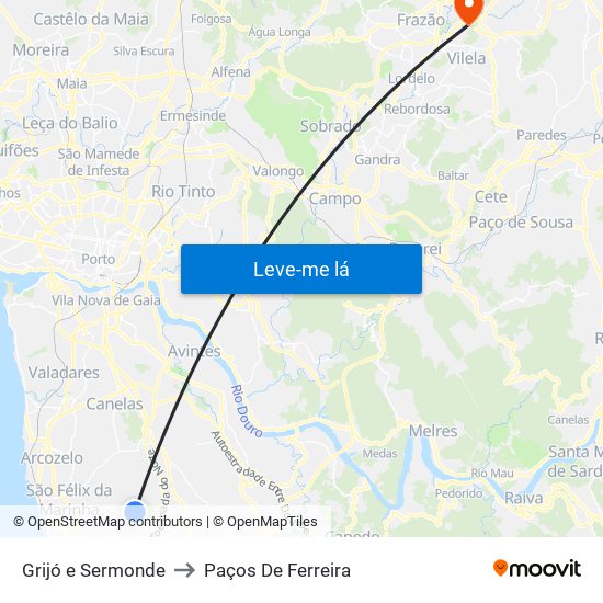 Grijó e Sermonde to Paços De Ferreira map