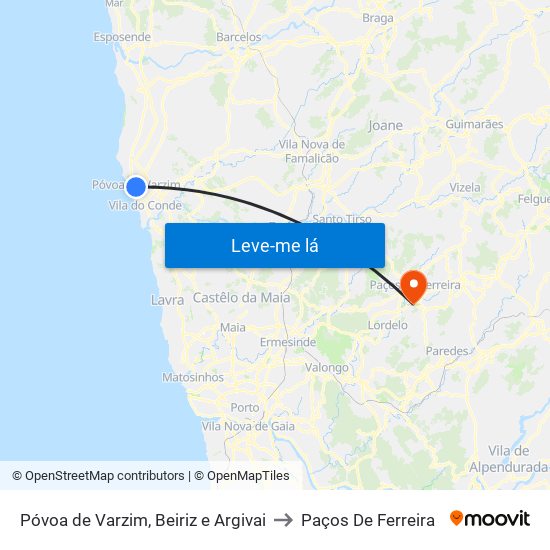 Póvoa de Varzim, Beiriz e Argivai to Paços De Ferreira map