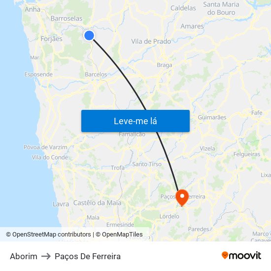 Aborim to Paços De Ferreira map