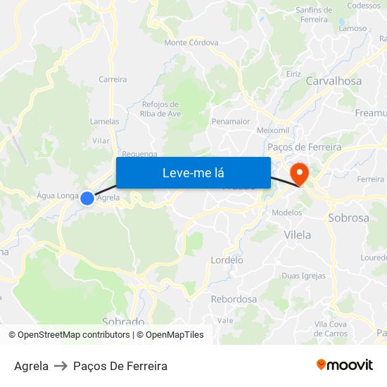 Agrela to Paços De Ferreira map