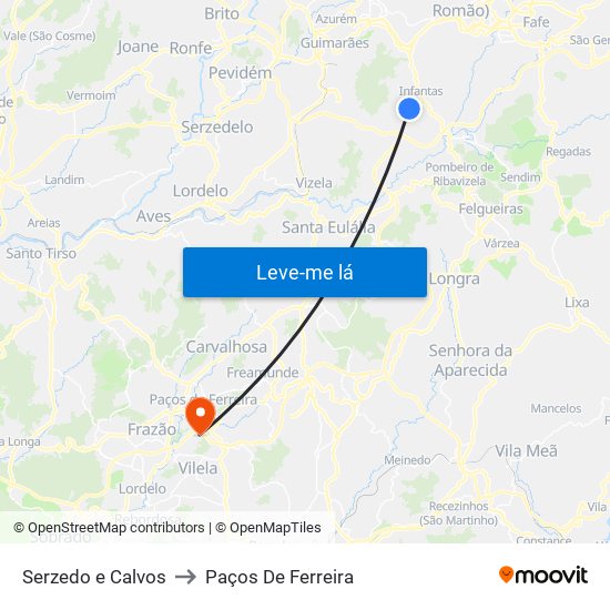 Serzedo e Calvos to Paços De Ferreira map