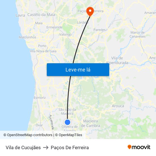 Vila de Cucujães to Paços De Ferreira map