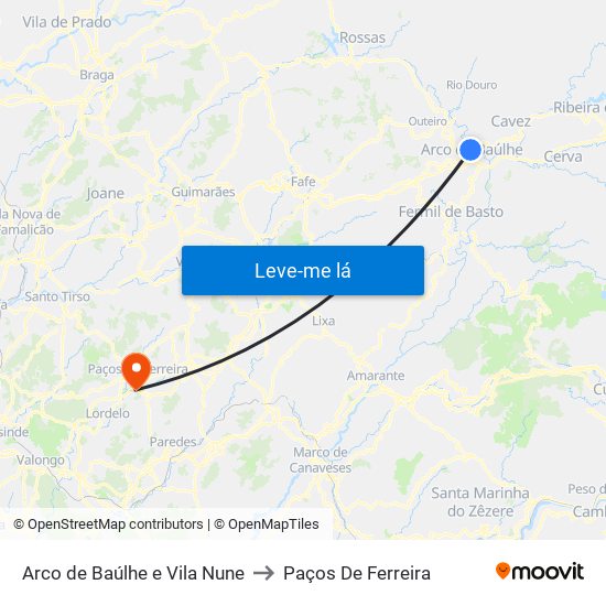 Arco de Baúlhe e Vila Nune to Paços De Ferreira map