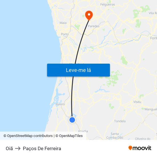 Oiã to Paços De Ferreira map