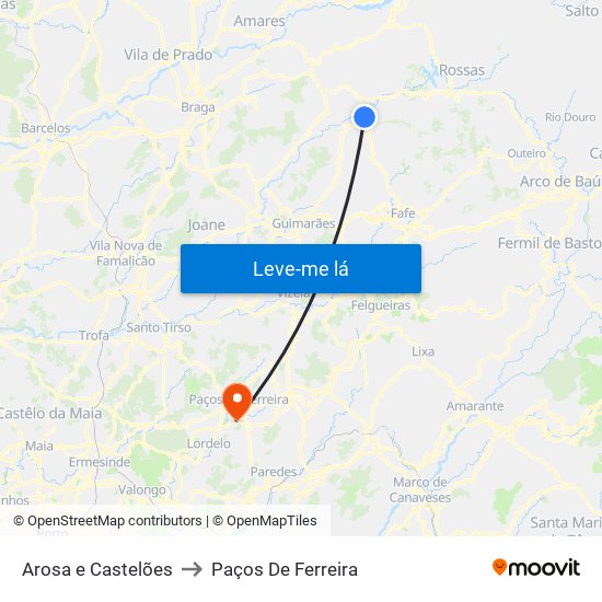 Arosa e Castelões to Paços De Ferreira map