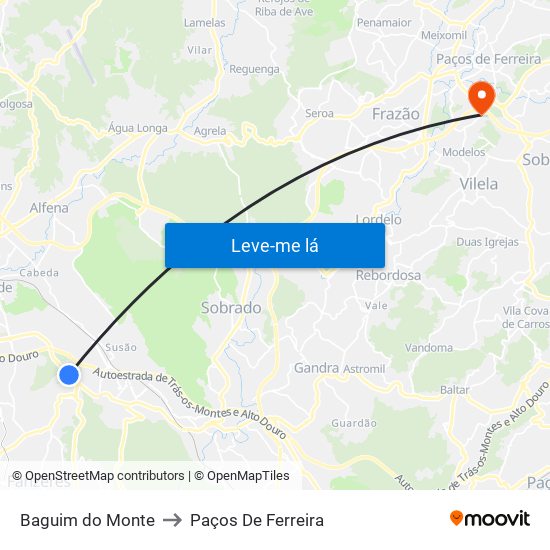 Baguim do Monte to Paços De Ferreira map