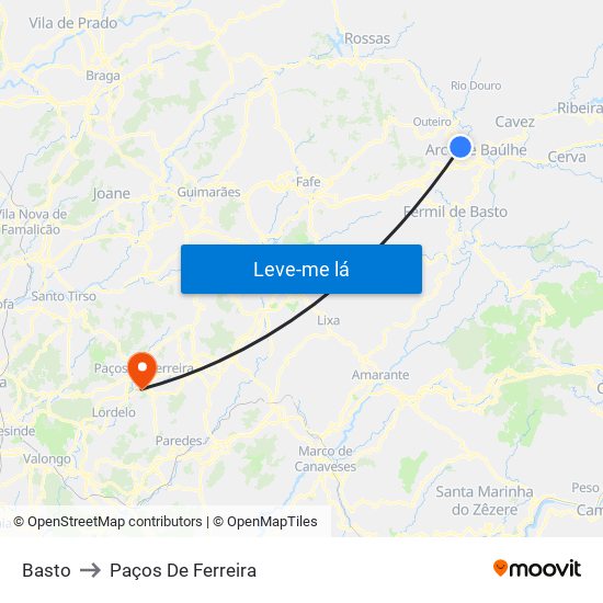 Basto to Paços De Ferreira map