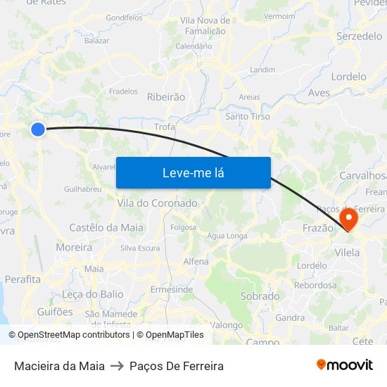 Macieira da Maia to Paços De Ferreira map