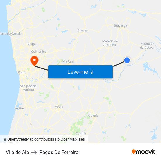 Vila de Ala to Paços De Ferreira map
