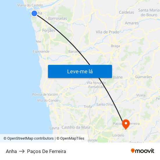 Anha to Paços De Ferreira map