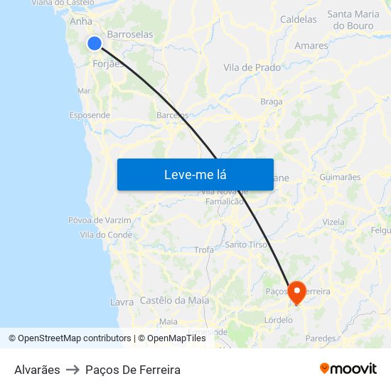 Alvarães to Paços De Ferreira map
