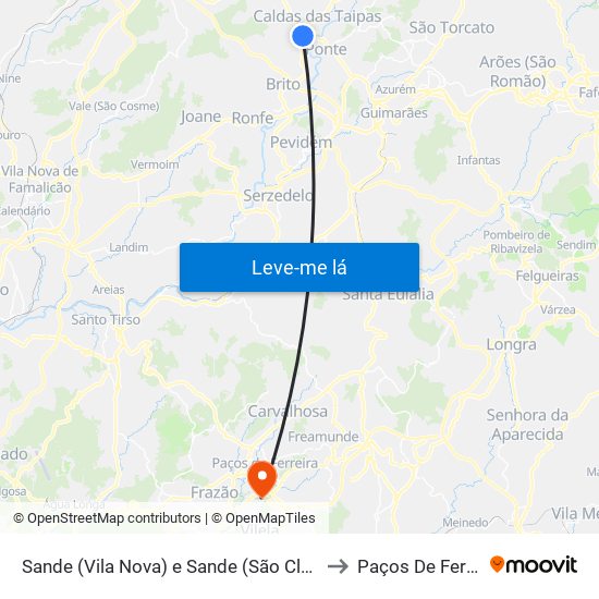 Sande (Vila Nova) e Sande (São Clemente) to Paços De Ferreira map