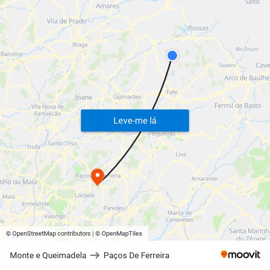 Monte e Queimadela to Paços De Ferreira map