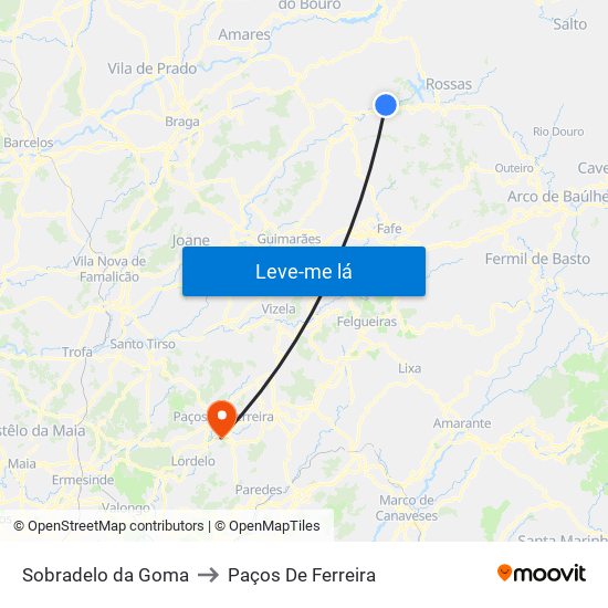 Sobradelo da Goma to Paços De Ferreira map