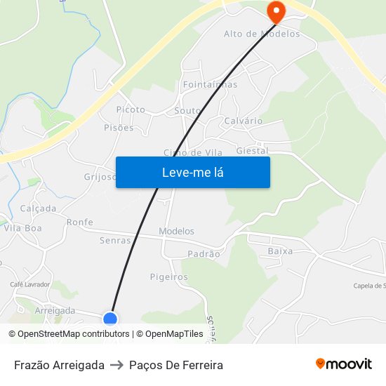 Frazão Arreigada to Paços De Ferreira map