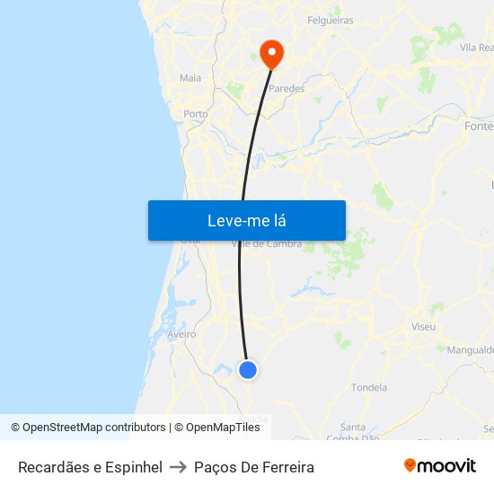 Recardães e Espinhel to Paços De Ferreira map