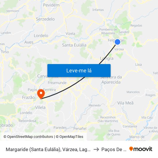 Margaride (Santa Eulália), Várzea, Lagares, Varziela e Moure to Paços De Ferreira map