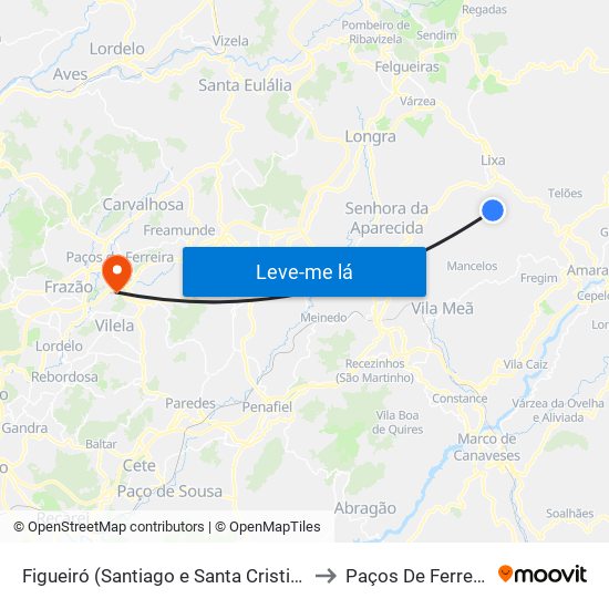 Figueiró (Santiago e Santa Cristina) to Paços De Ferreira map